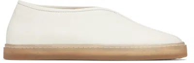 Lemaire White Linoleum Piped Loafers In Wh000 White