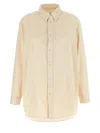 Lemaire Casual Shirt With Buttoned Cuffs And Curved Hem In Neutral