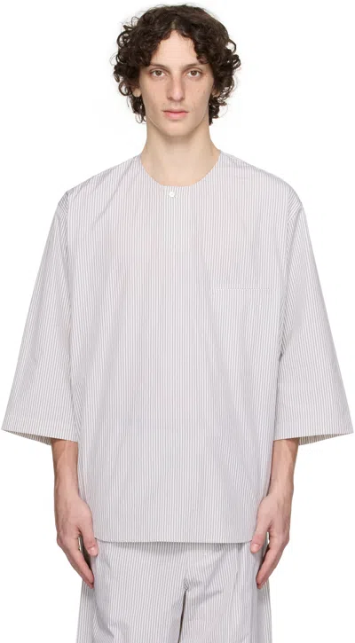 Lemaire White Short Sleeve Henley In Multi