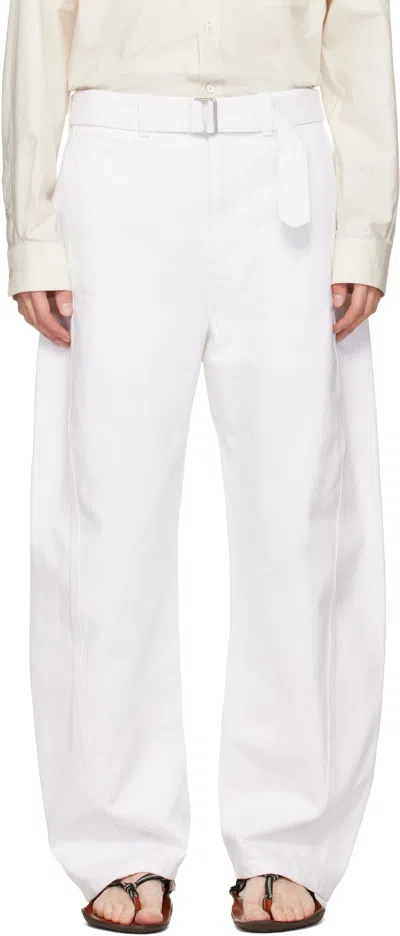 Lemaire White Twisted Cotton Curved Trousers