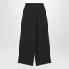 Lemaire Wool And Cotton-blend Wide-leg Pants In Black