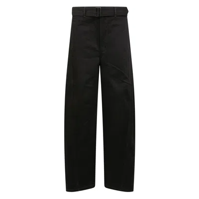 Lemaire Wide-leg Belted Jeans In Black