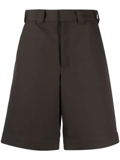 Lemaire Wide-leg Bermuda Shorts In Dark Brown