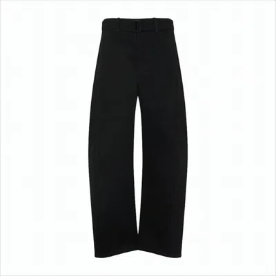Lemaire Wide-leg Casual Pants With Rectangular Buckle In Black