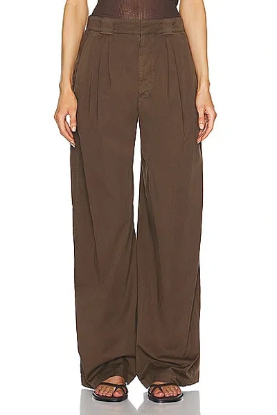 Lemaire Wide Leg Pant In Dark Tobacco