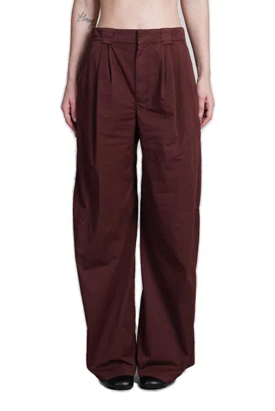 Lemaire High-waist Wide-leg Trousers In Red