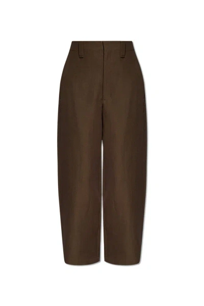 Lemaire Wide Leg Tailored Trousers In Re373 Aubergine