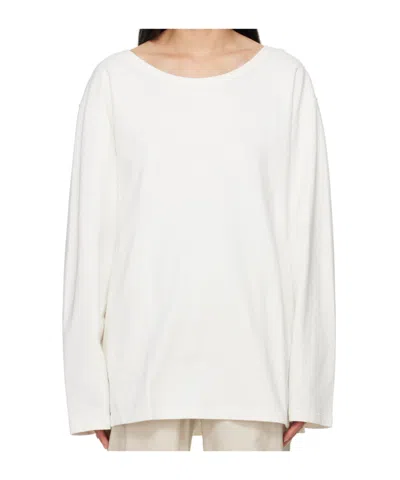 Lemaire Wide Neck Long-sleeved T-shirt In White