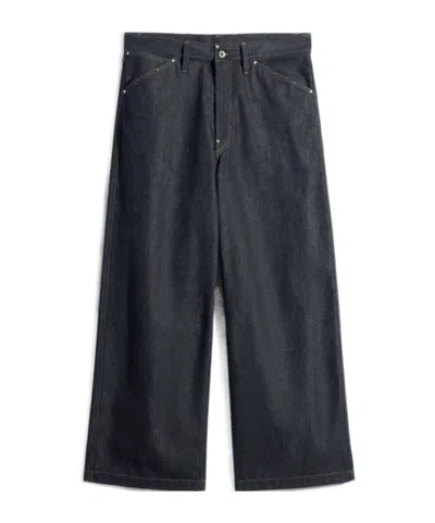 Lemaire Wide Pant With Studs In Denim In Gray