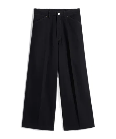 Lemaire Wide Pants In Denim In Black