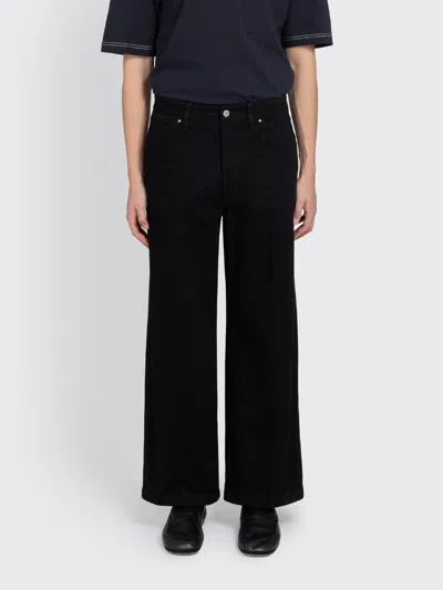 Lemaire Wide Pants In Denim In Black