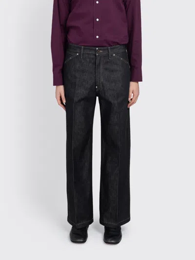Lemaire Wide Pants In Denim With Studs In Black