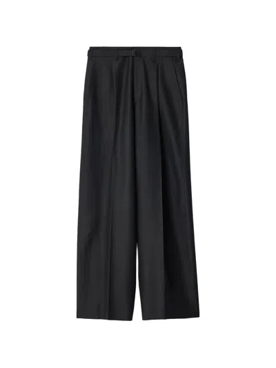 Lemaire Wide Pleated Pants In Wool And Mohair Cloth In Black