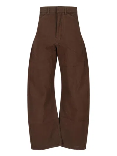 Lemaire Wide Rounded Pants In Brown