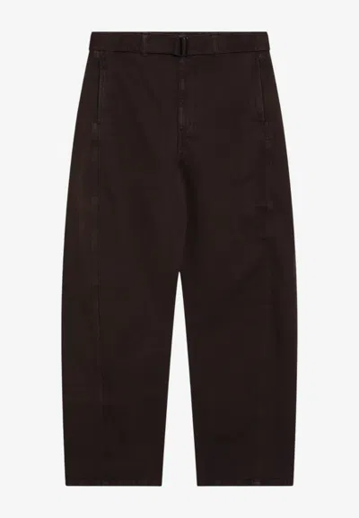 Lemaire Wide-leg Denim Pants In Brown