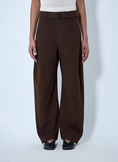 Lemaire Wide-leg Tailored Trousers In Brown