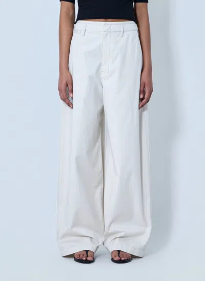 Lemaire Wide-leg Tailored Trousers In White