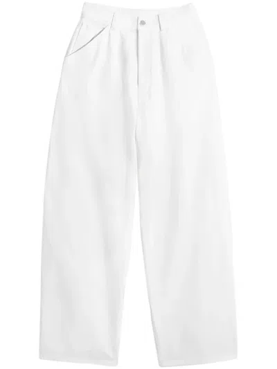 Lemaire Wide-leg Trousers With High Waist And Minimalist Design In White