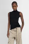 Lemaire Ribbed Polo Neck Tank Top In Black