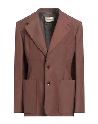Lemaire Woman Blazer Chocolate Brown Size 10 Polyester, Wool