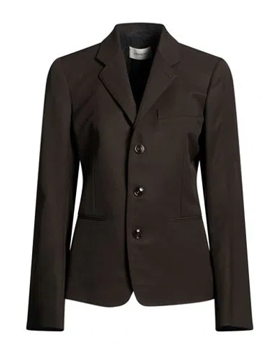Lemaire Woman Blazer Dark Brown Size 6 Wool, Viscose
