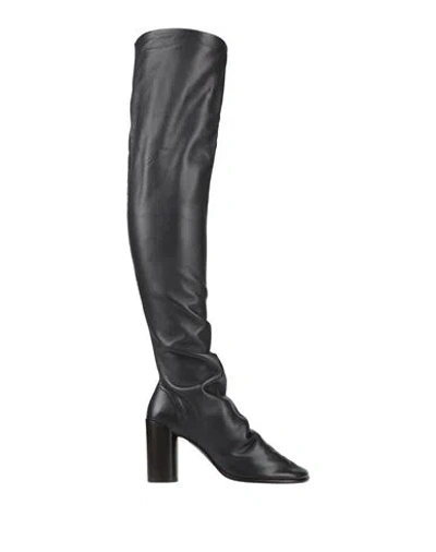 Lemaire Woman Boot Dark Brown Size 10 Leather In Black