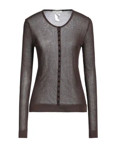LEMAIRE LEMAIRE WOMAN CARDIGAN DARK BROWN SIZE L VISCOSE, SILK