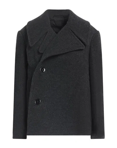 Lemaire Woman Coat Steel Grey Size 6 Wool In Black