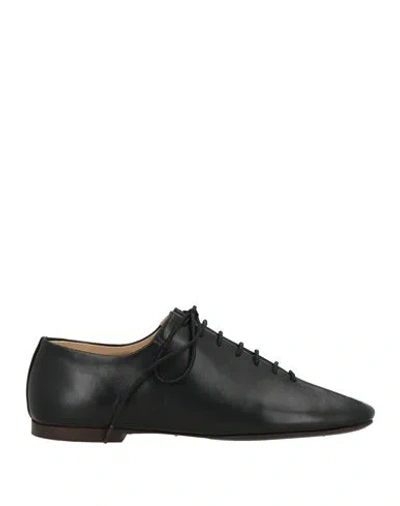 Lemaire Woman Lace-up Shoes Black Size 8 Lambskin