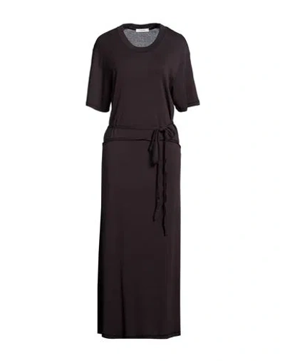 Lemaire Woman Maxi Dress Black Size M Cotton In Brown