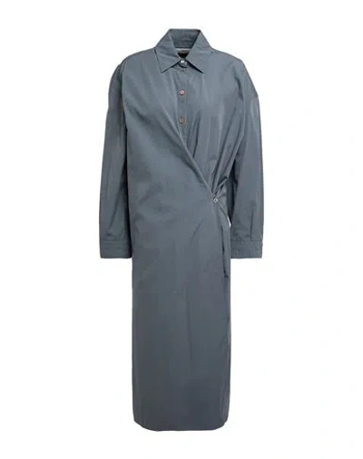 Lemaire Woman Midi Dress Charcoal Size 4 Cotton, Silk In Gray