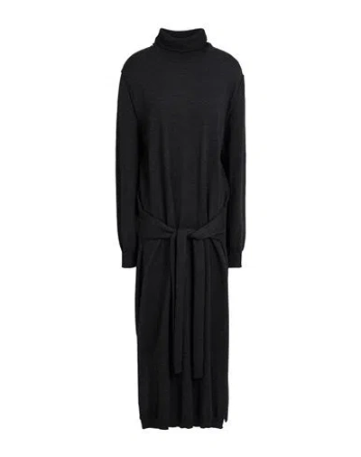 Lemaire Woman Midi Dress Charcoal Size S Acrylic, Wool In Black