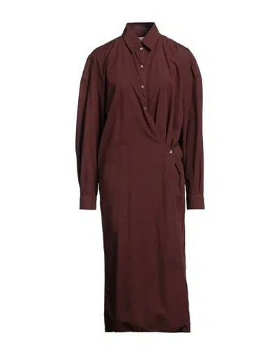 Lemaire Woman Midi Dress Chocolate Brown Size 6 Cotton In Cocoa Bean