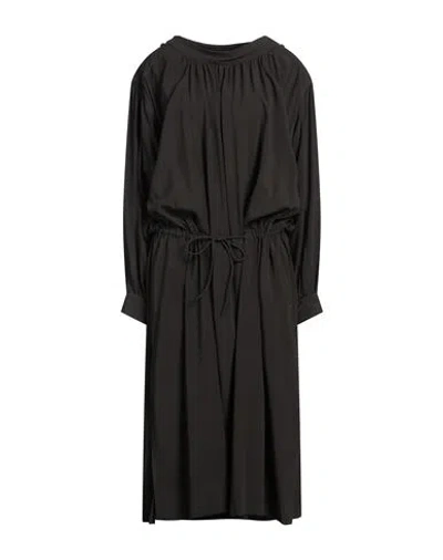 Lemaire Woman Midi Dress Dark Brown Size 10 Viscose, Virgin Wool