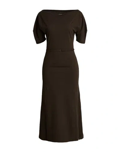 Lemaire Woman Midi Dress Dark Brown Size Xs Cotton, Linen