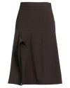 Lemaire Woman Midi Skirt Chocolate Brown Size 10 Virgin Wool In Brown