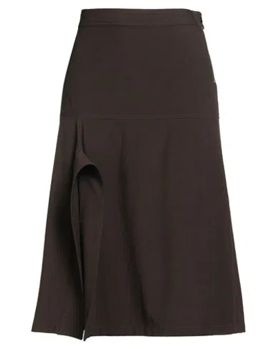 Lemaire Woman Midi Skirt Chocolate Brown Size 10 Virgin Wool