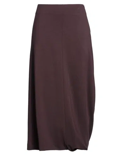 Lemaire Woman Midi Skirt Chocolate Brown Size M Viscose, Silk, Elastane
