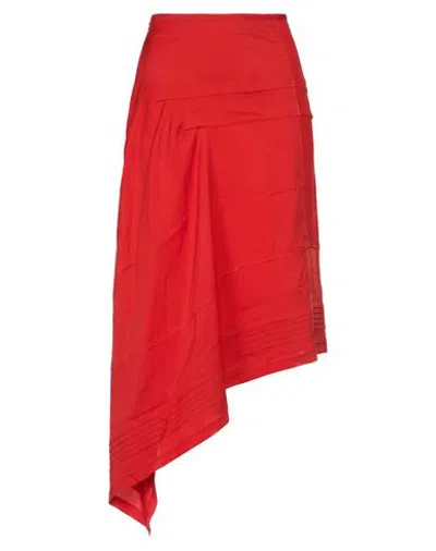 Lemaire Woman Midi Skirt Red Size 4 Viscose, Silk, Elastane