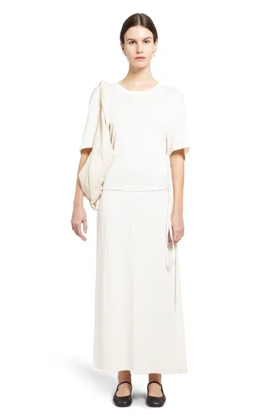 Lemaire Short Sleeved Belted Maxi Dress In Beige