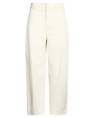 Lemaire Woman Pants Off White Size 6 Cotton