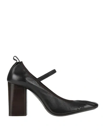 Lemaire Woman Pumps Dark Brown Size 6 Leather In Black