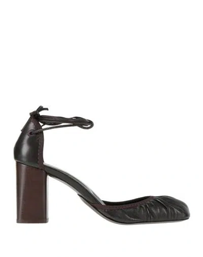 Lemaire Woman Pumps Dark Brown Size 8 Leather