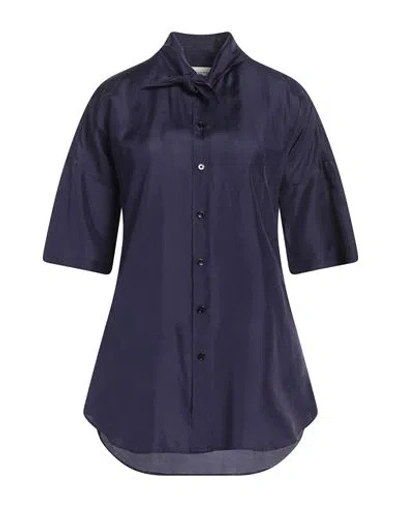 Lemaire Woman Shirt Dark Purple Size 6 Silk