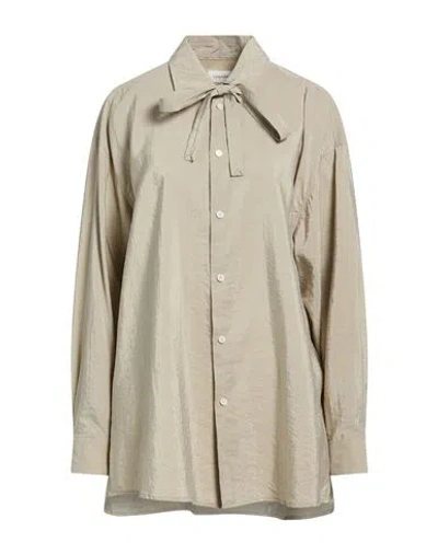 Lemaire Woman Shirt Khaki Size 10 Silk, Polyamide In Brown