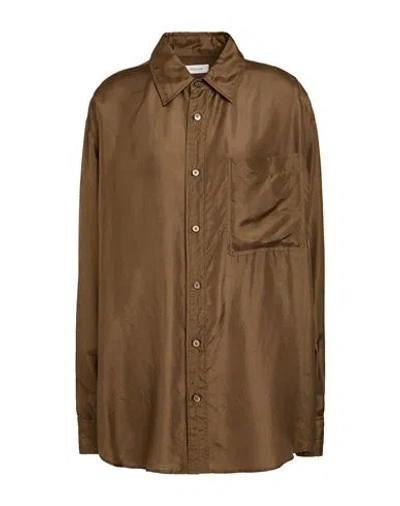 Lemaire Woman Shirt Khaki Size Xs Silk In Beige