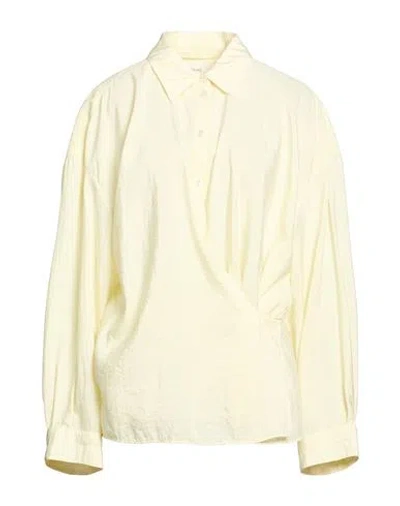 Lemaire Woman Shirt Pastel Yellow Size 8 Silk, Polyamide In Multi