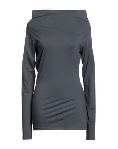 Lemaire Woman T-shirt Steel Grey Size L Cotton, Elastane