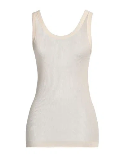 Lemaire Woman Tank Top Beige Size M Viscose, Silk