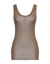 Lemaire Woman Tank Top Khaki Size L Silk In Brown